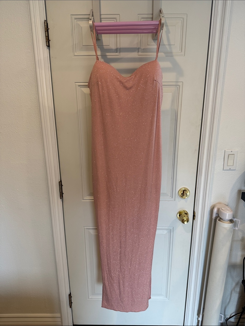 Elegant Pink Glitter Slip Dress